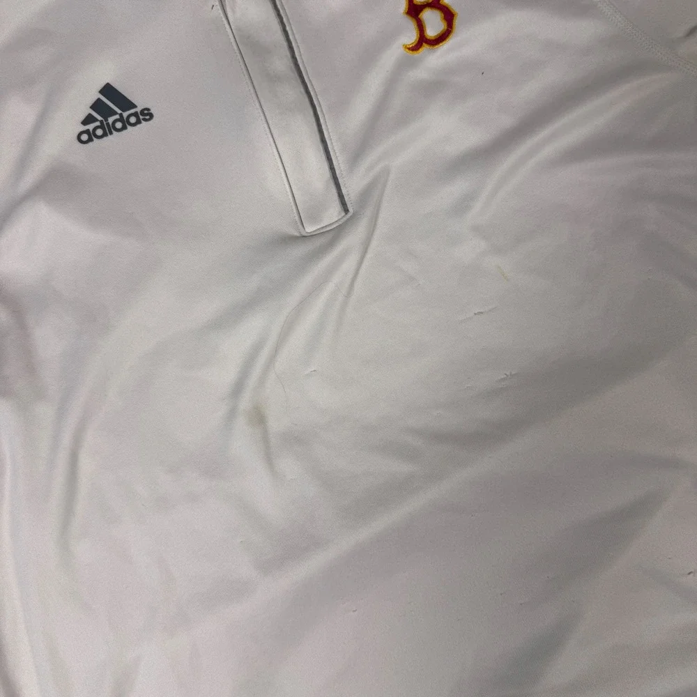 Adidas Boston Red Sox Quarter Zip Shirt Mens XL White Climalite Sporty Pullover